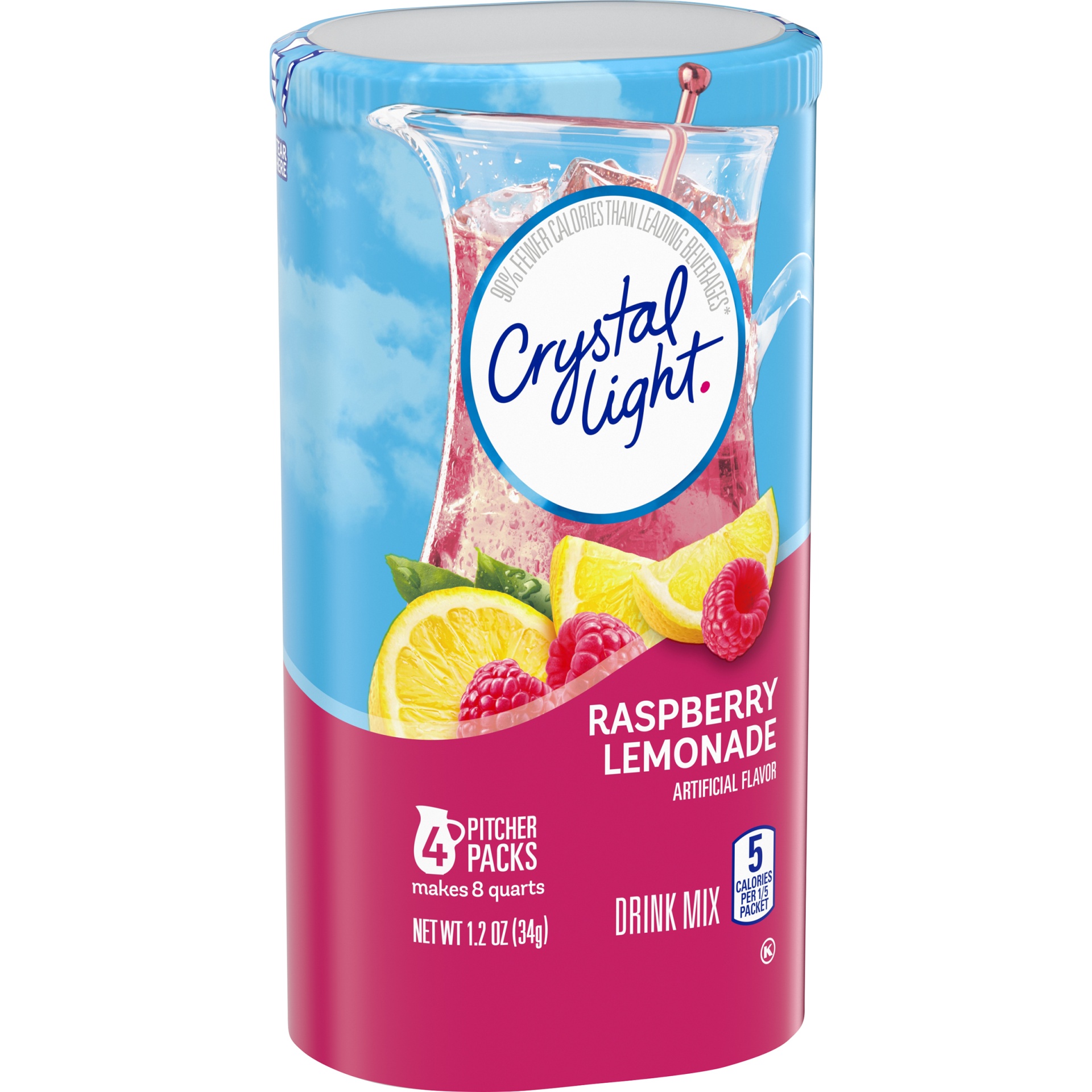 slide 6 of 10, Crystal Light Raspberry Lemonade Artificially Flavored Powdered Drink Mix Pitcher, 4 ct; 1.2 oz