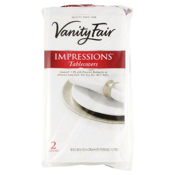 slide 1 of 1, Vanity Fair Impressions Paper Tablecover, 2 ct; 54 in x 108 in