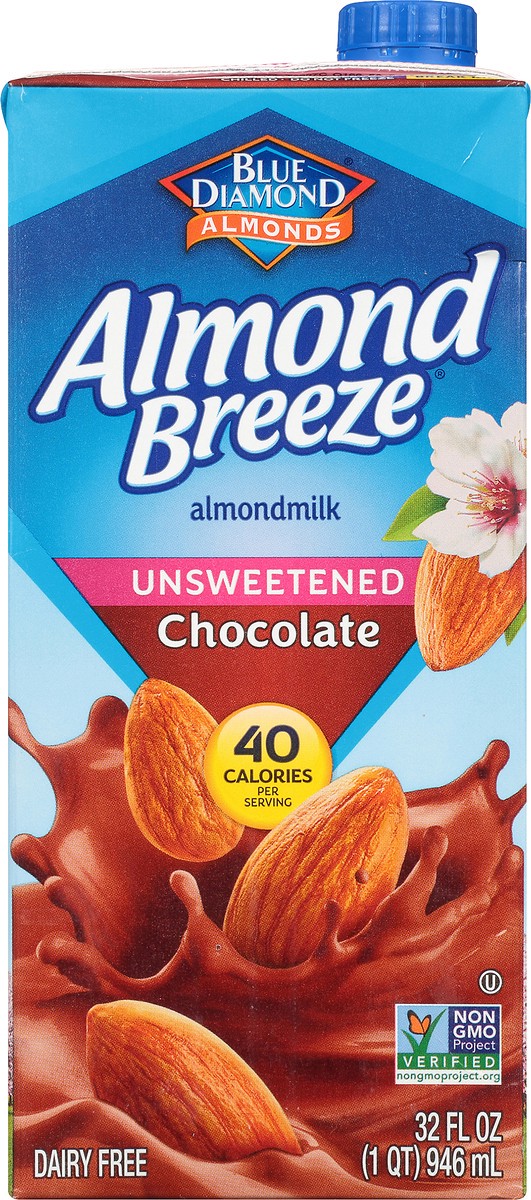 slide 6 of 9, Blue Diamond Almond Breeze Unsweetened Chocolate Almond Milk, 1 qt