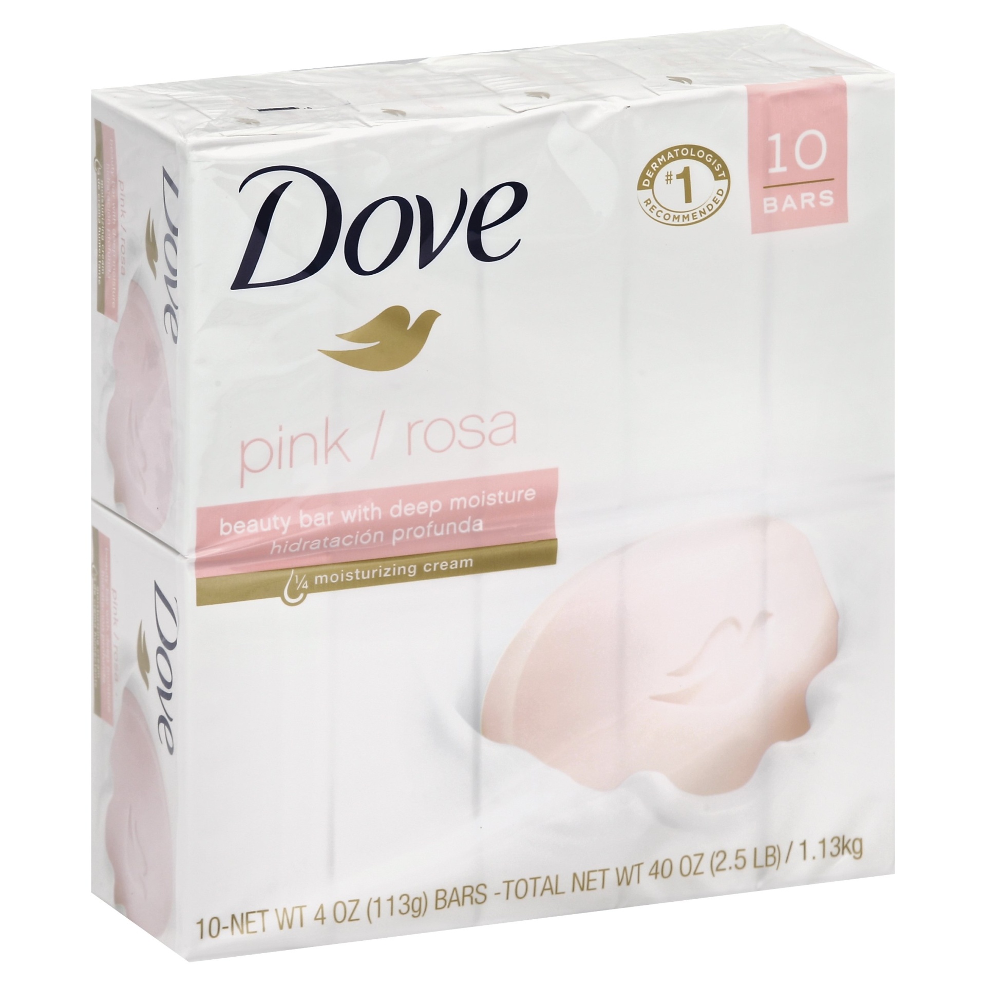 slide 1 of 3, Dove Pink Beauty Bar, 10 ct; 4 oz