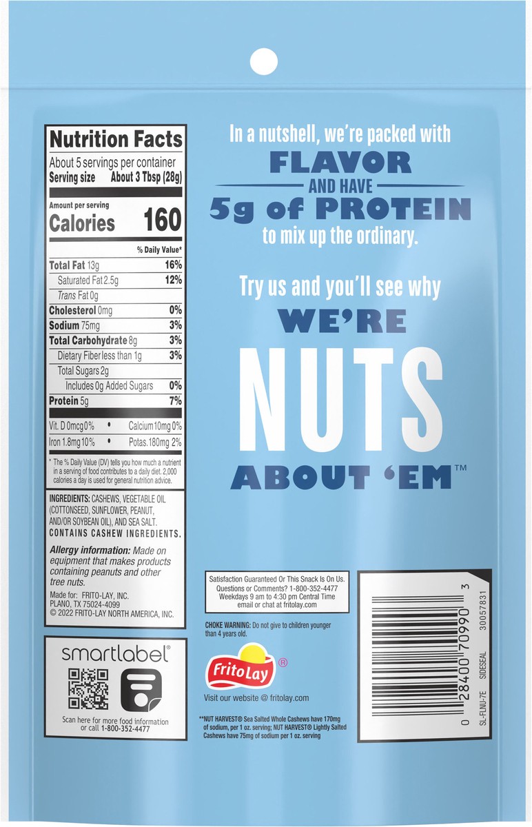 slide 3 of 3, Nut Harvest Whole Cashews Lightly Salted 4 3/4 Oz, 4.75 oz