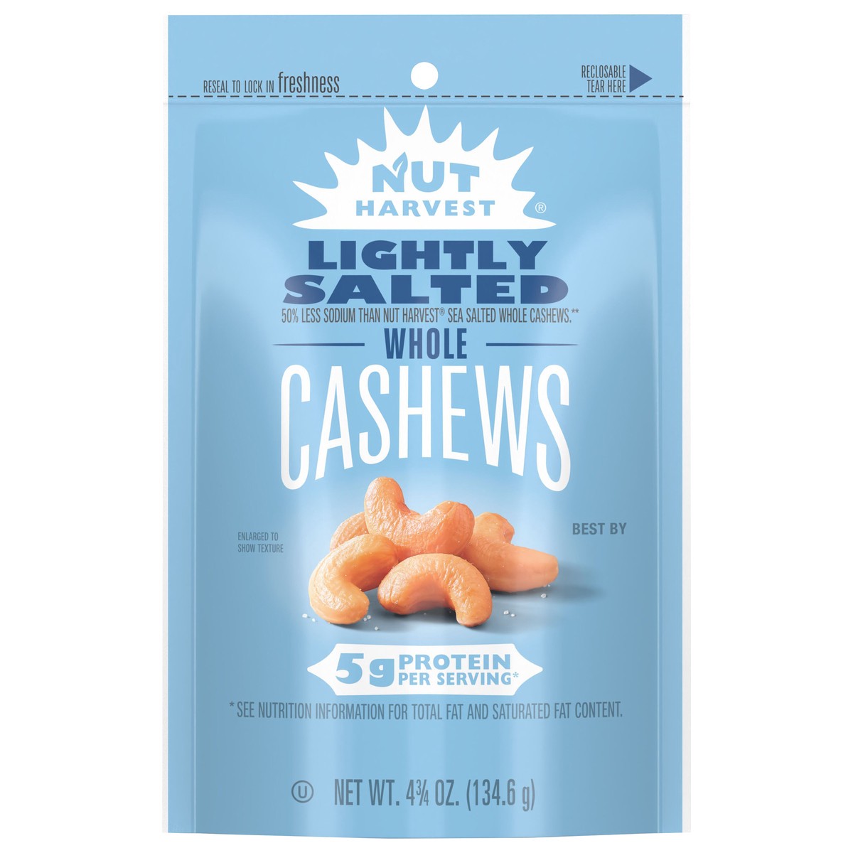 slide 1 of 3, Nut Harvest Whole Cashews Lightly Salted 4 3/4 Oz, 4.75 oz