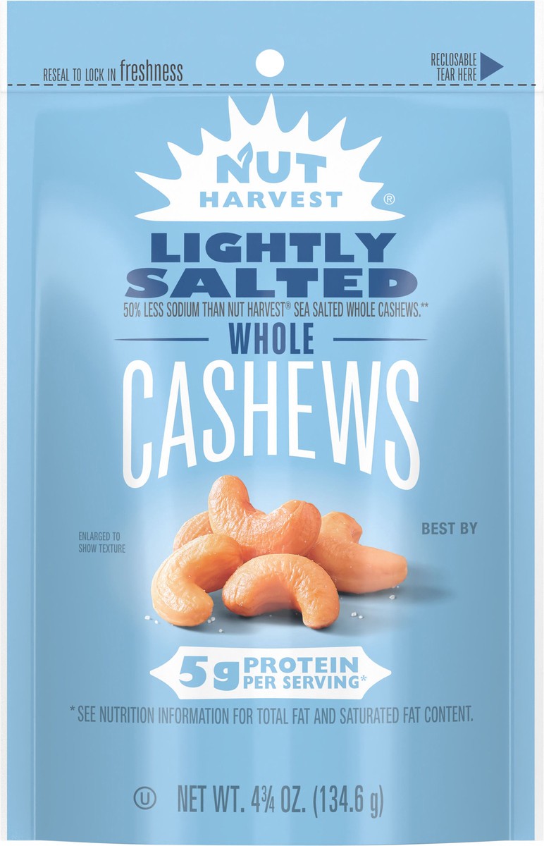 slide 2 of 3, Nut Harvest Whole Cashews Lightly Salted 4 3/4 Oz, 4.75 oz