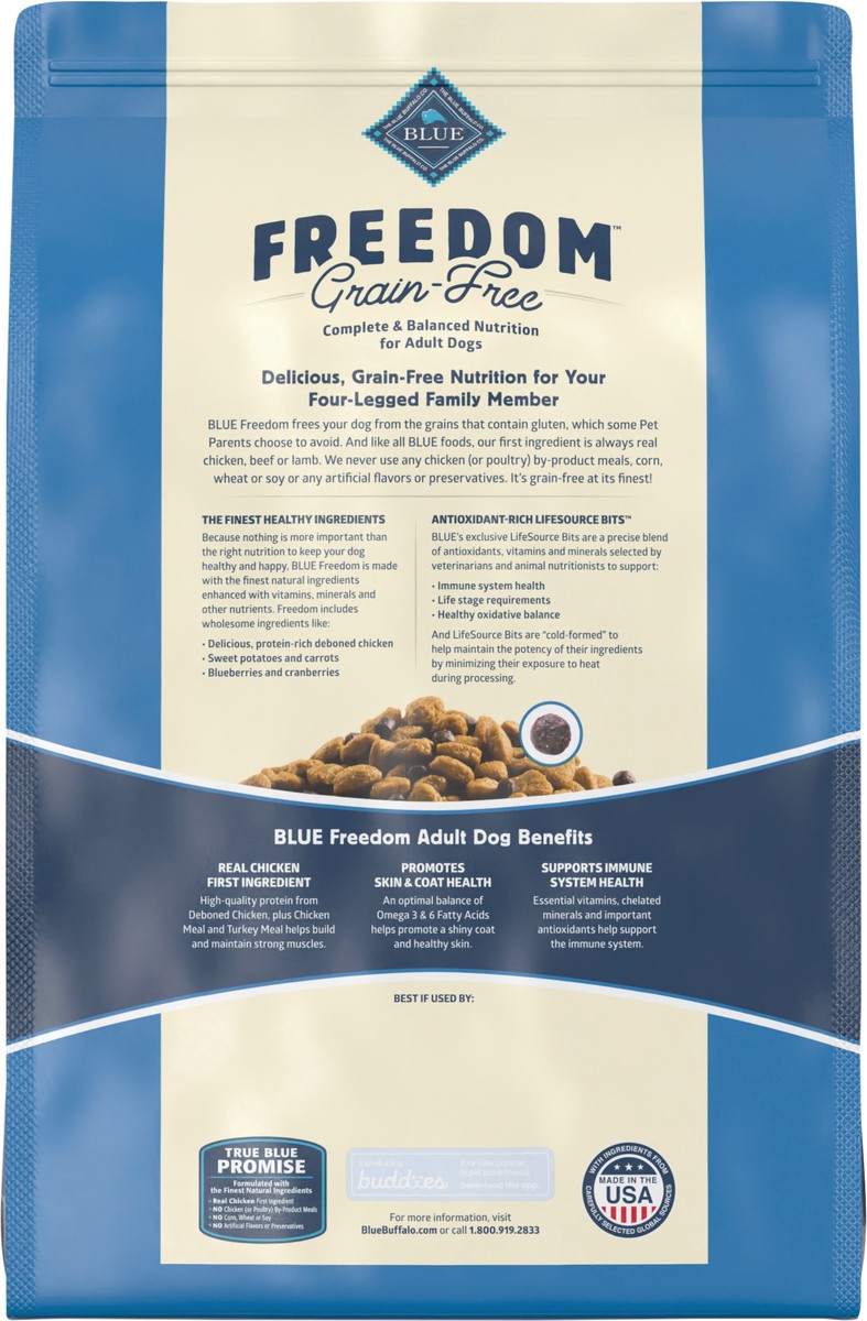 slide 8 of 9, Blue Buffalo Freedom Grain Free Natural Adult Dry Dog Food, Chicken 11-lb, 11 lb