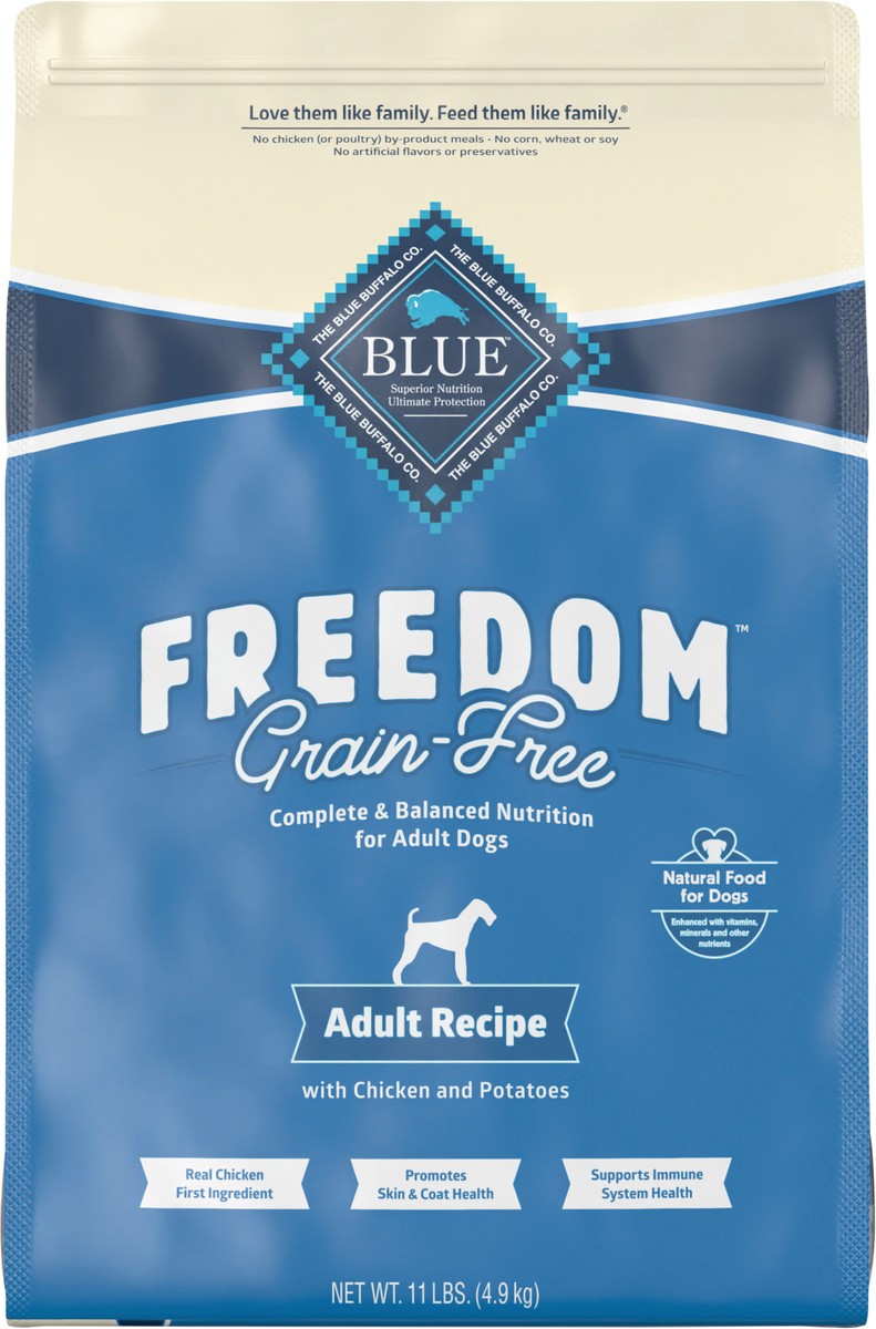 slide 5 of 9, Blue Buffalo Freedom Grain Free Natural Adult Dry Dog Food, Chicken 11-lb, 11 lb