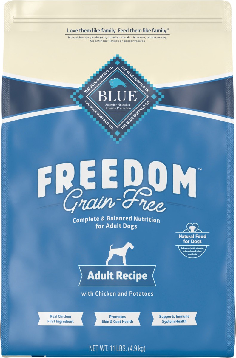 slide 6 of 9, Blue Buffalo Freedom Grain Free Natural Adult Dry Dog Food, Chicken 11-lb, 11 lb