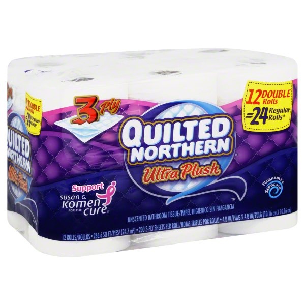 slide 1 of 6, Quilted Northern Ultra Plush 3-Ply Bathroom Tissue Unscented, 12 ct