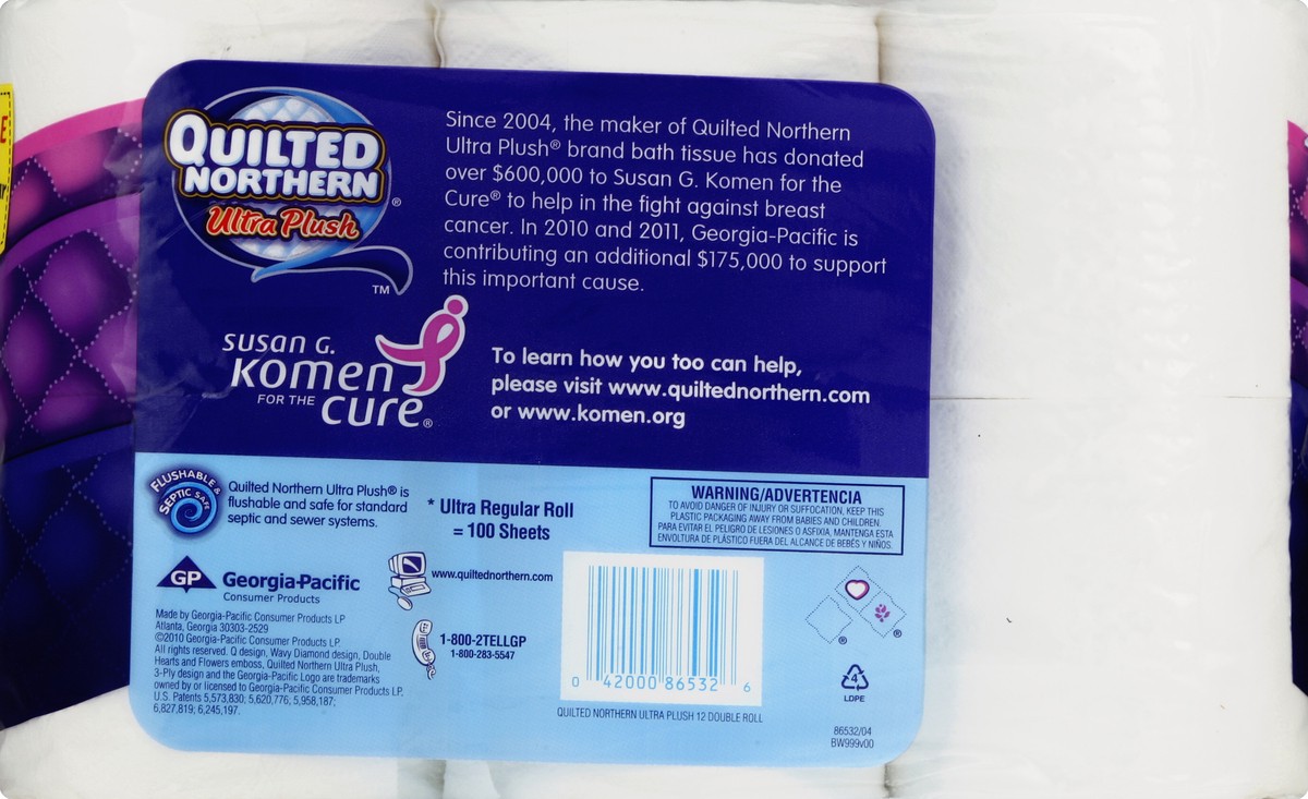 slide 6 of 6, Quilted Northern Ultra Plush 3-Ply Bathroom Tissue Unscented, 12 ct