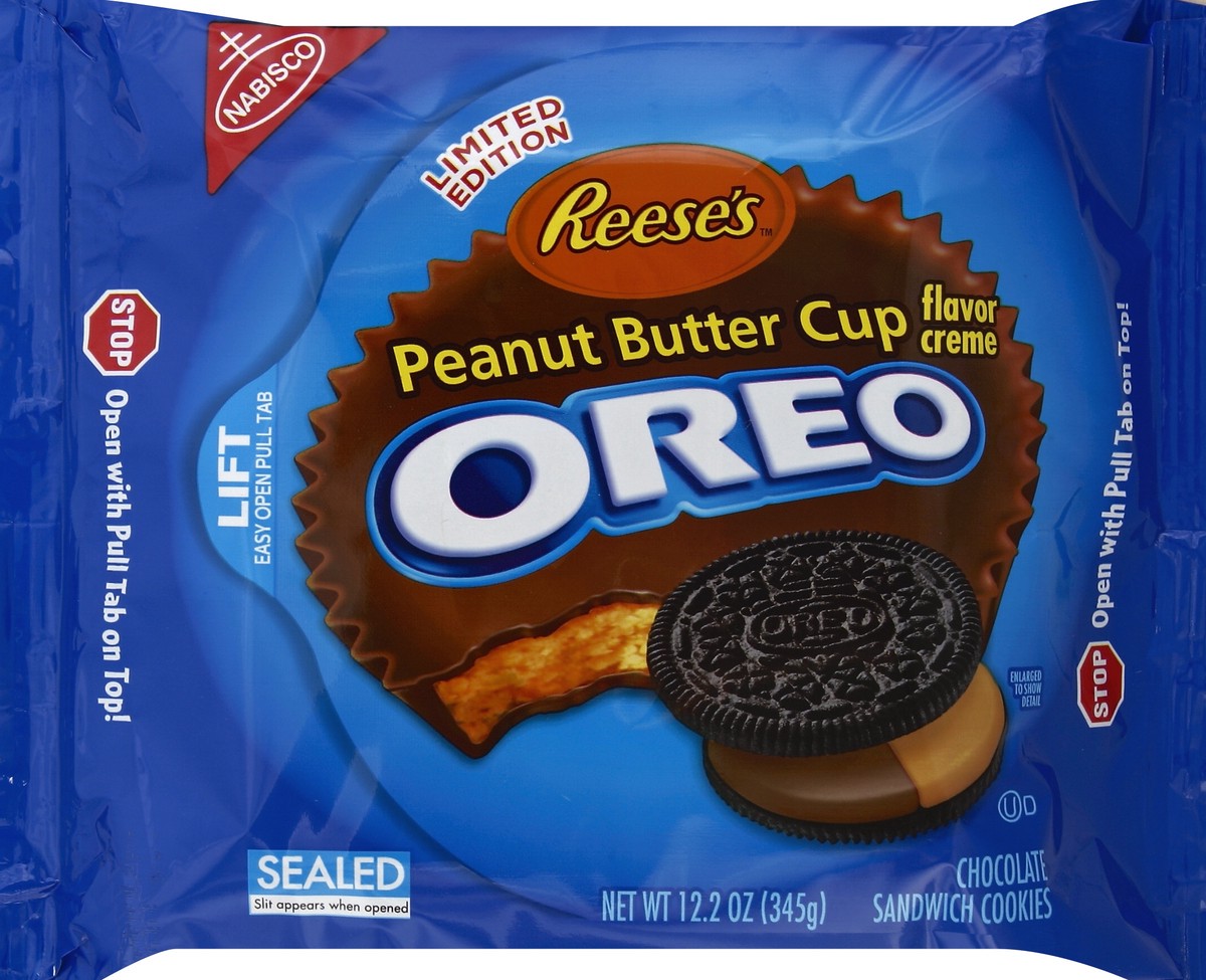 slide 3 of 6, Oreo Reese's Peanut Butter Cup Creme Chocolate Sandwich Cookies, 1 pack (12.2 oz), 12.2 oz