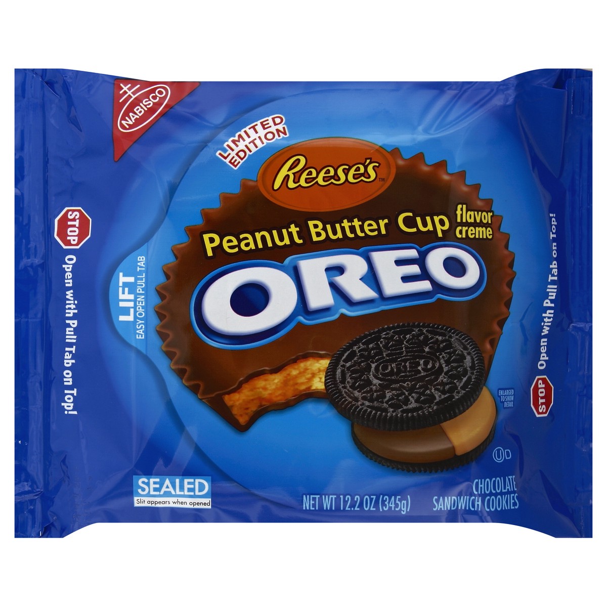 slide 2 of 6, Oreo Reese's Peanut Butter Cup Creme Chocolate Sandwich Cookies, 1 pack (12.2 oz), 12.2 oz