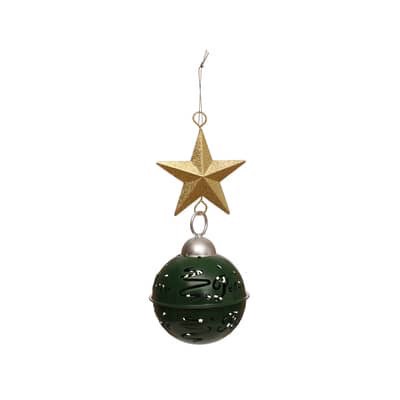 slide 1 of 2, 8" Green Ball Ornament With Star By Ashland, 3.25 in x 3.25 in x 8 in