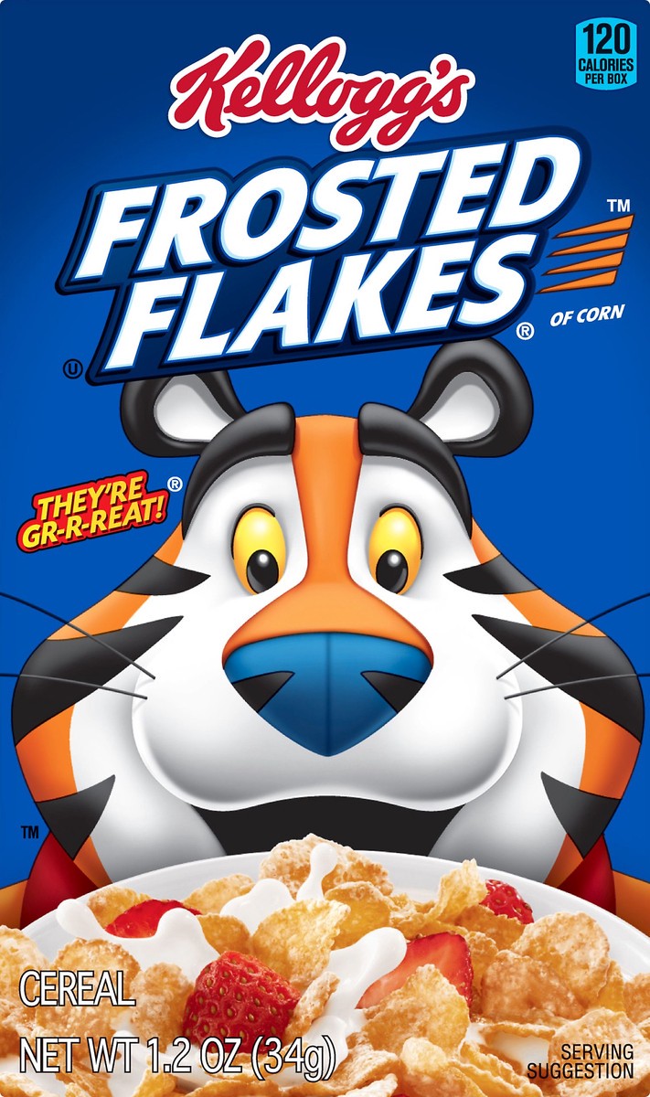slide 5 of 7, Frosted Flakes Kellogg's Frosted Flakes Breakfast Cereal, 8 Vitamins and Minerals, Kids Snacks, Original, 1.2oz Box, 1 Box, 1.2 oz