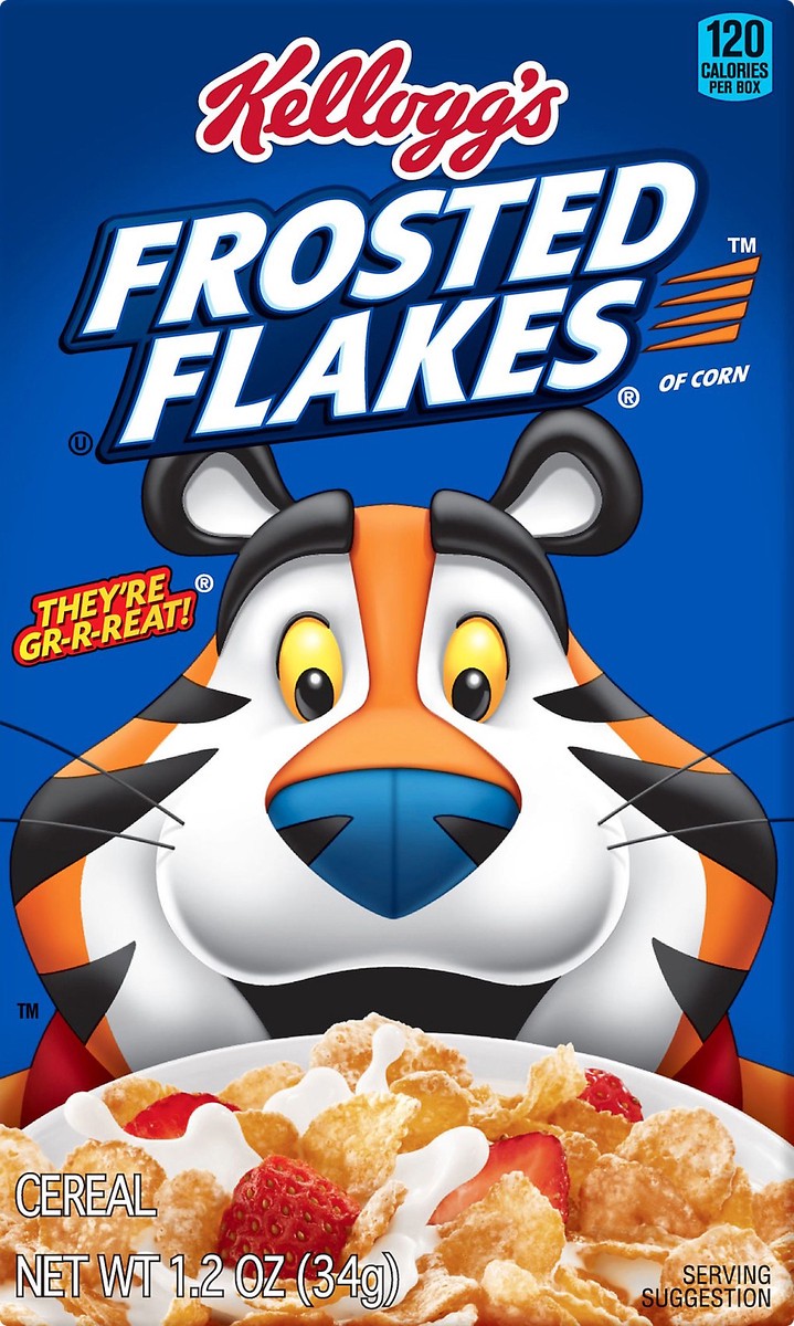 slide 6 of 7, Frosted Flakes Kellogg's Frosted Flakes Breakfast Cereal, 8 Vitamins and Minerals, Kids Snacks, Original, 1.2oz Box, 1 Box, 1.2 oz
