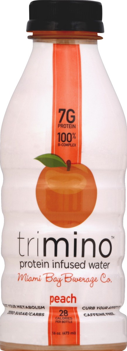 slide 5 of 5, trimino Protein Infused Water Peach - 16 oz, 16 oz