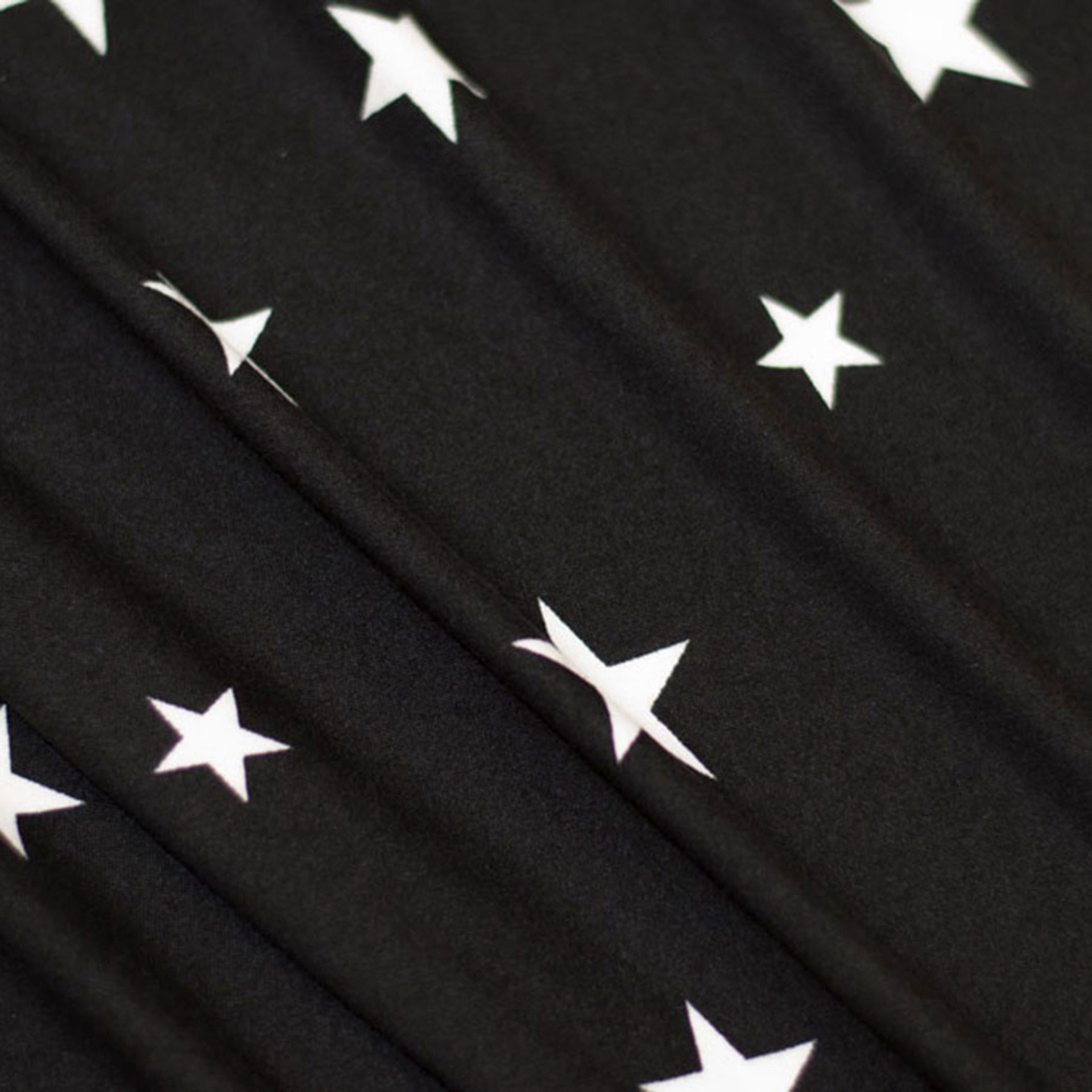 slide 2 of 3, Fabric Merchants Stars On Black Double Brushed Stretch Fabric, 60 in