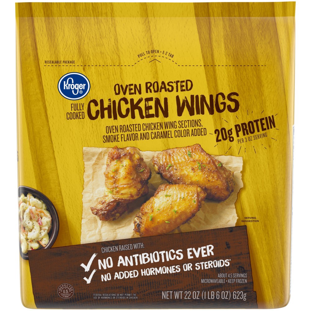 slide 2 of 3, Kroger Oven Roasted Chicken Wings, 22 oz