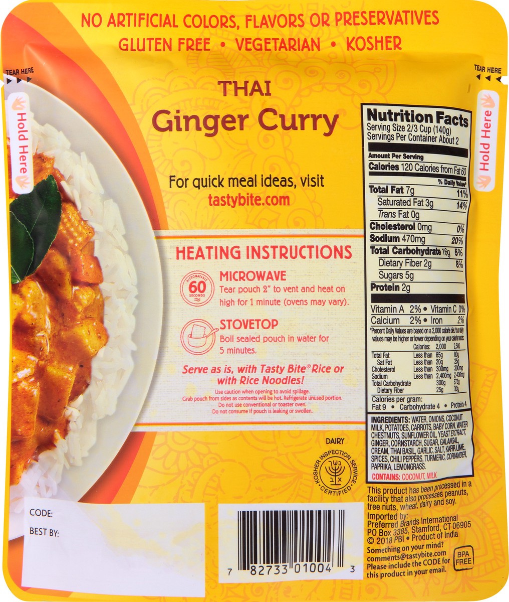 slide 8 of 13, Tasty Bite Thai Medium Ginger Curry 10 oz, 10 oz