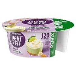 Dannon Light + Fit REMIX Key Lime Pie Nonfat Greek Yogurt with Graham Cookies and White Fudge Chunks Mix-Ins, 4.5 OZ Yogurt Cups