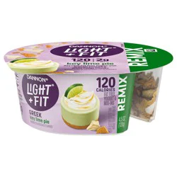 Dannon Light + Fit REMIX Key Lime Pie Nonfat Greek Yogurt with Graham Cookies and White Fudge Chunks Mix-Ins, 4.5 OZ Yogurt Cups
