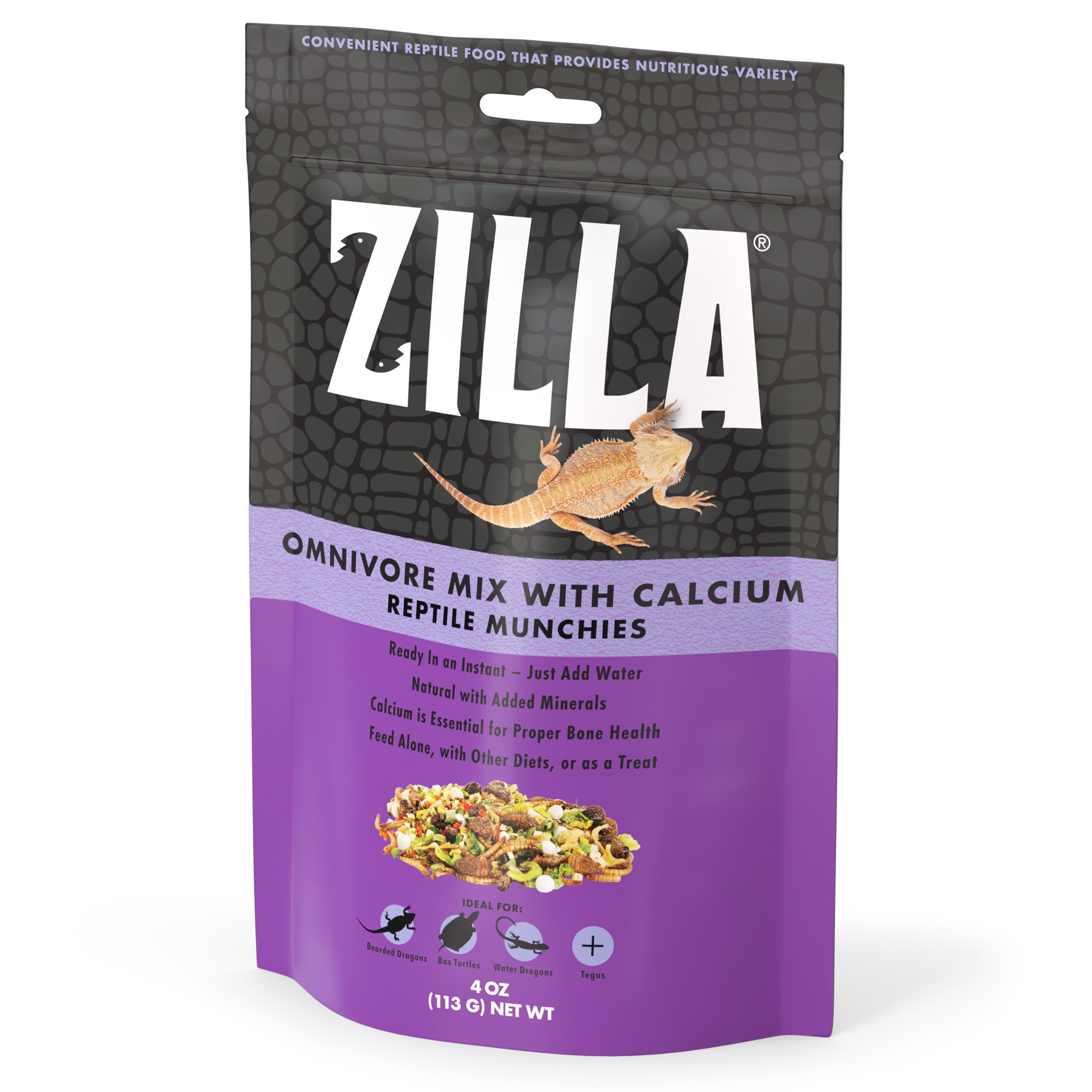 slide 1 of 10, Zilla Reptile Munchies Omnivore with Calcium 4 Ounces, 1 cnt