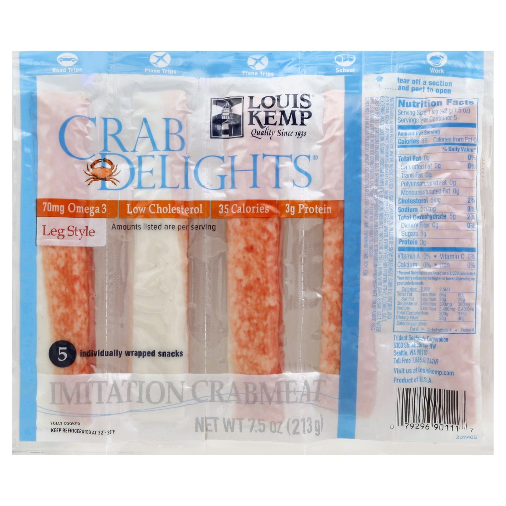 slide 1 of 1, Louis Kemp Crab Del Snack Delights, 7.5 oz