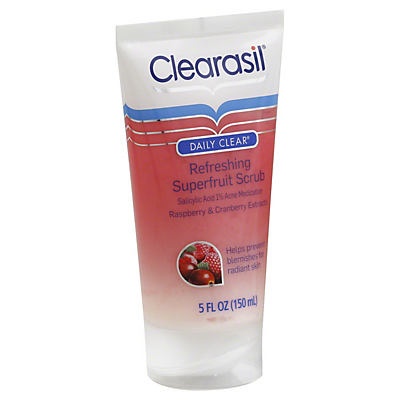 slide 1 of 1, Clearasil Daily Clear Refreshing Superfruit Scrub, Raspberry & Cranberry Extracts, 5 fl oz; 150 ml