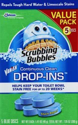 Scrubbing Bubbles Continuous Clean Drop-Ins Discs, Toilet Bowl Cleaner Tablets, 5 Count