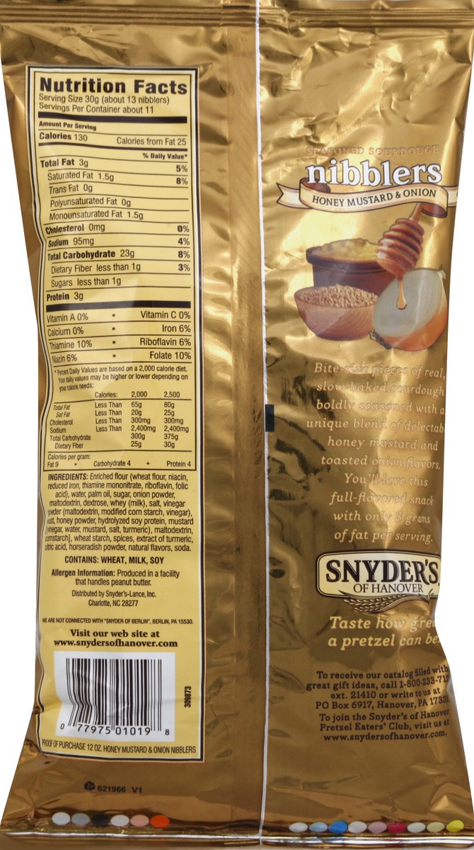 slide 6 of 7, Snyder's of Hanover Seasoned Sourdough Nibblers Honey Mustard And Onion, 12 oz