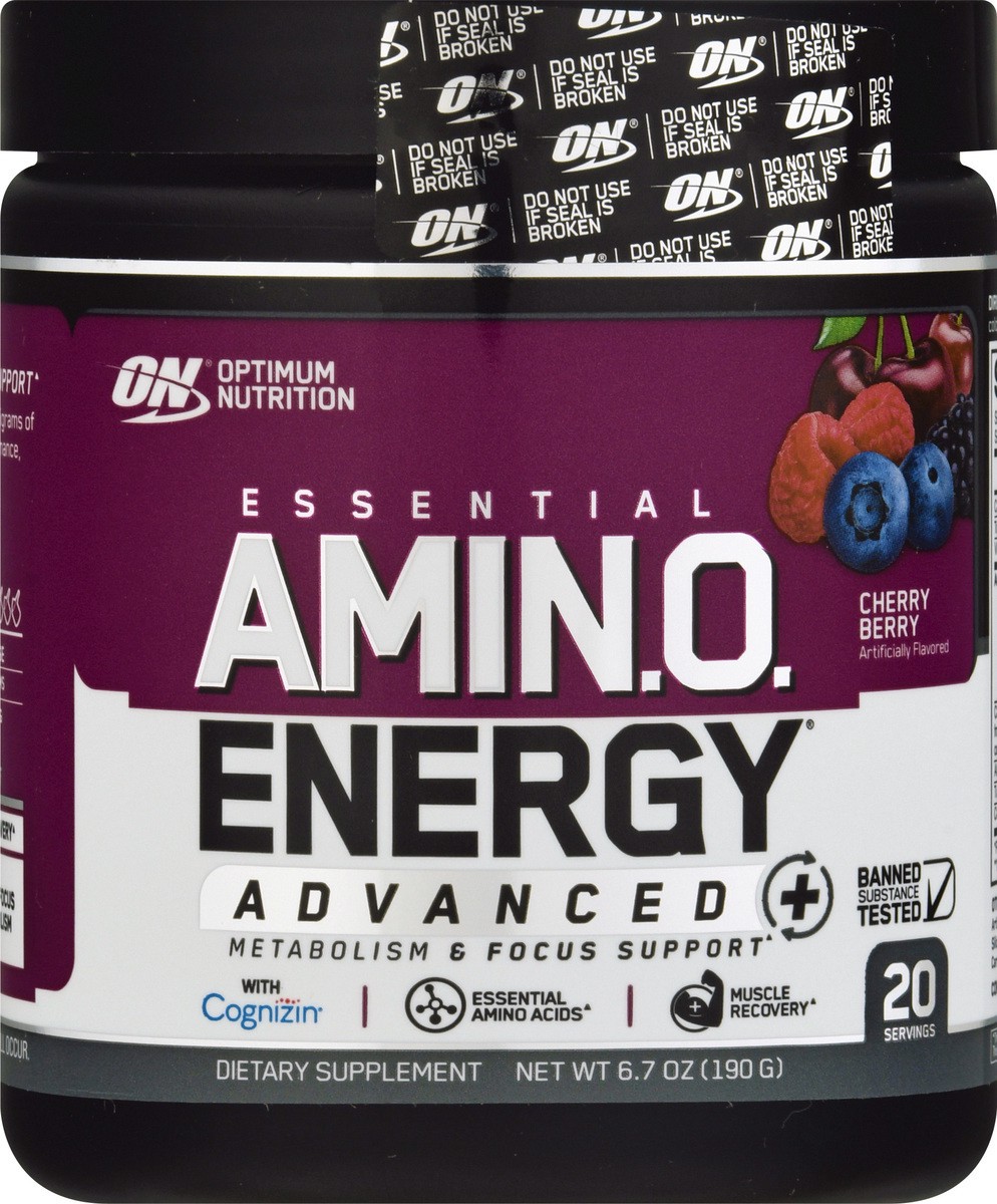 slide 9 of 9, Optimum Nutrition Advanced Cherry Berry Amino Energy 6.7 oz, 6.7 oz