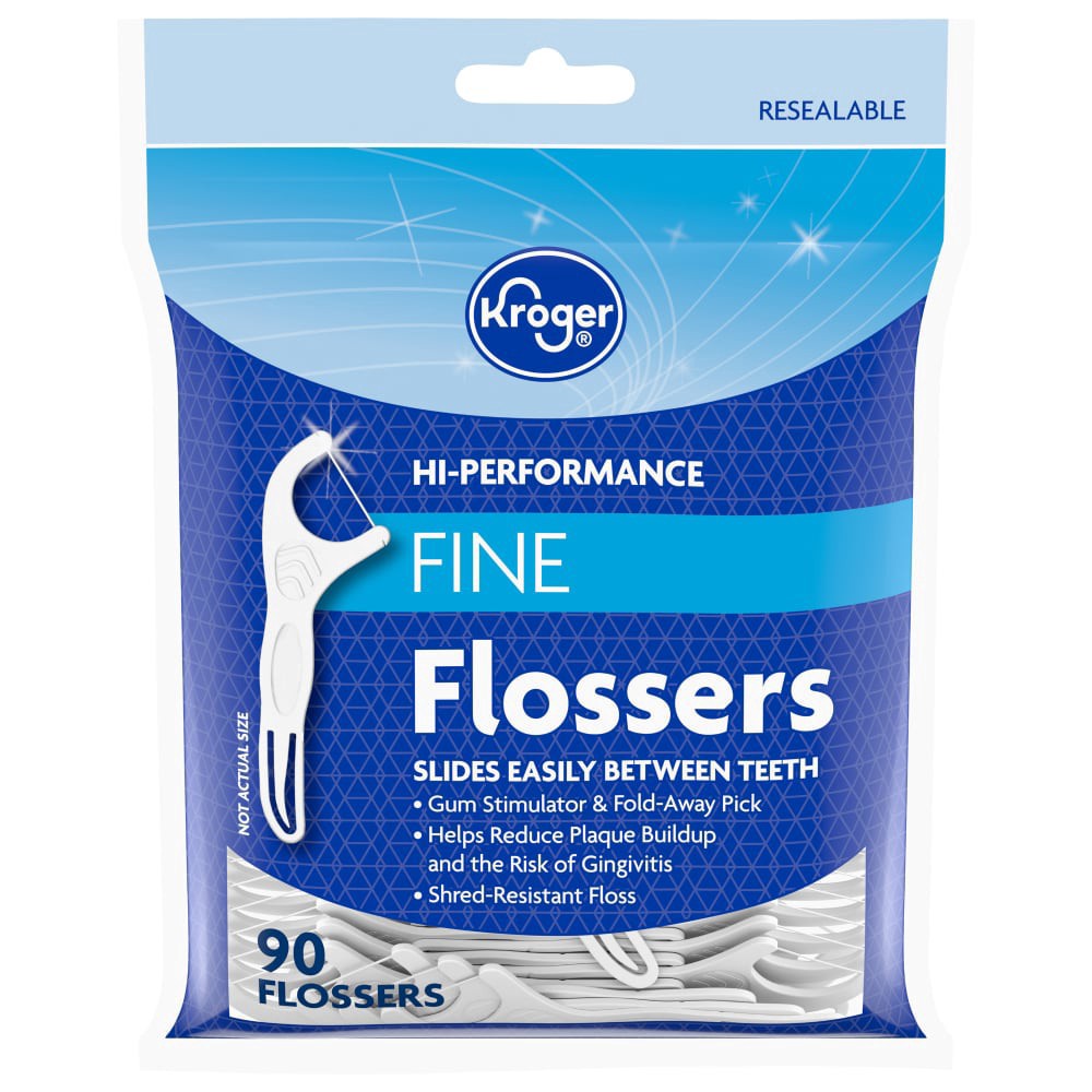 slide 1 of 2, Kroger Hi-Performance Unflavored Flossers, 90 ct