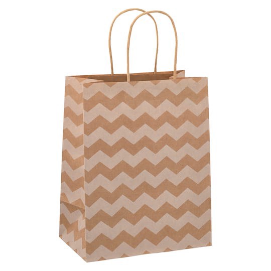 slide 1 of 5, 10" Kraft Dots & Chevron Paper Bag Value Pack By Celebrate It, 8 in x 4.75 in x 10 in