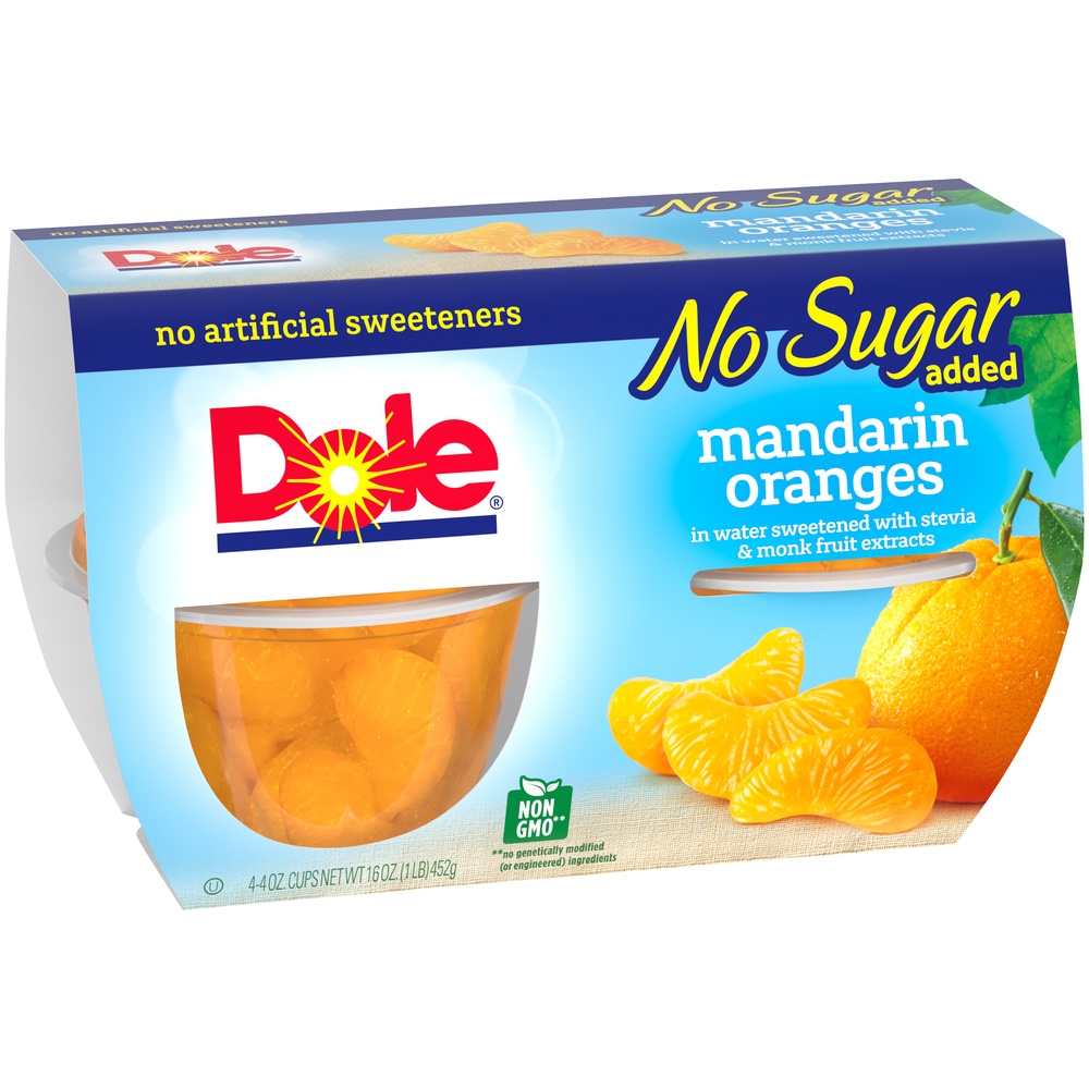 slide 3 of 9, Dole No Sugar Added Mandarin Oranges , 4 ct; 4 oz