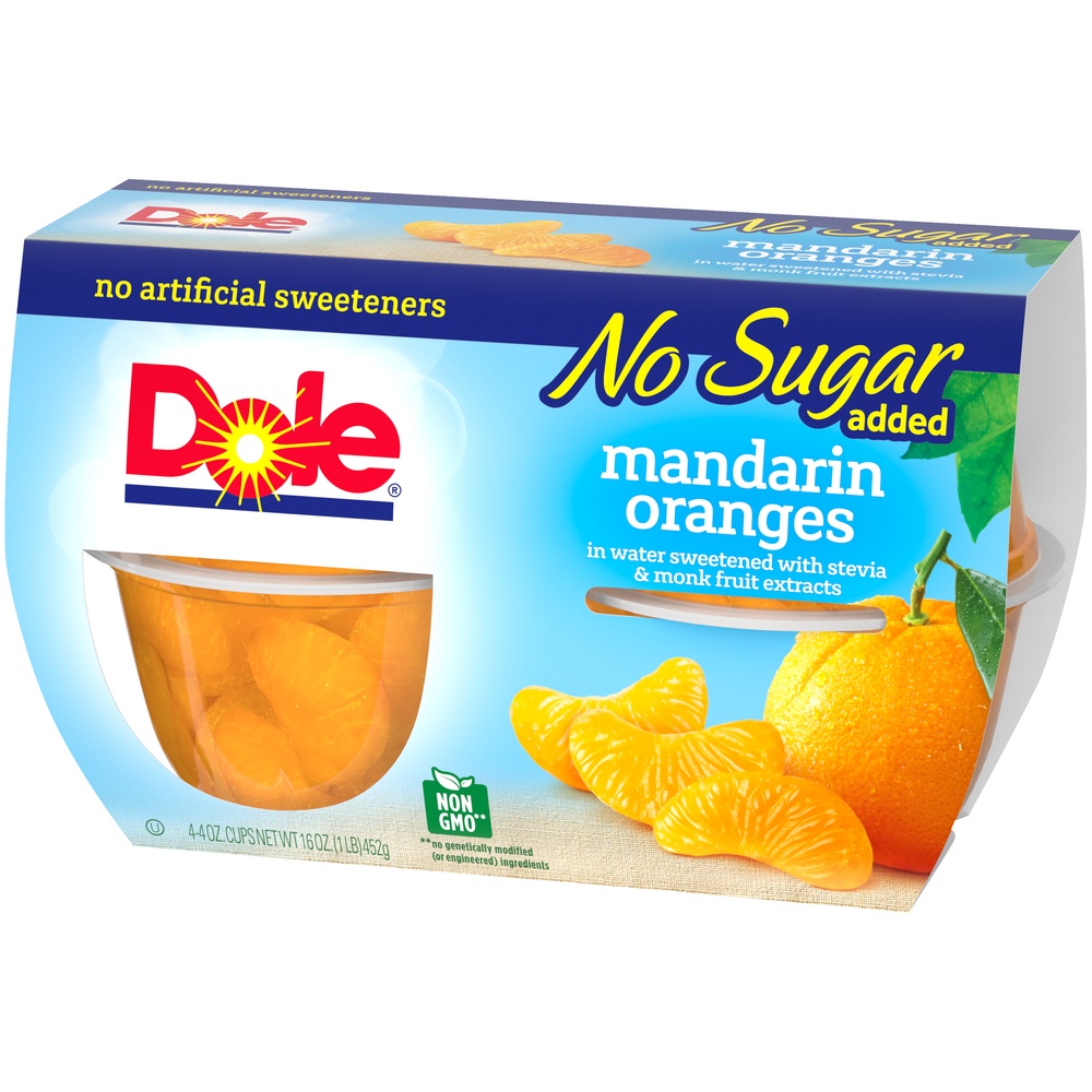 slide 4 of 9, Dole No Sugar Added Mandarin Oranges , 4 ct; 4 oz