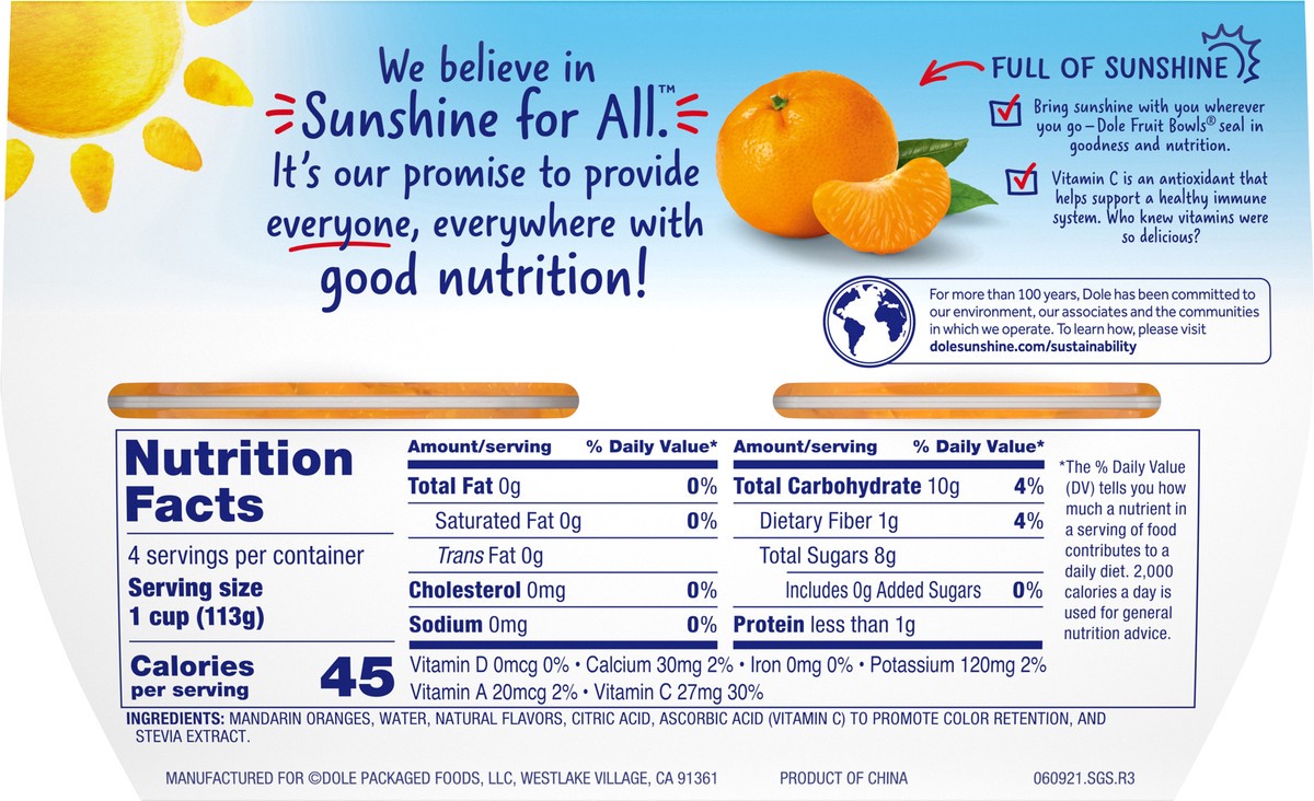 slide 8 of 9, Dole Mandarin Oranges, No Sugar Added, 4 ct