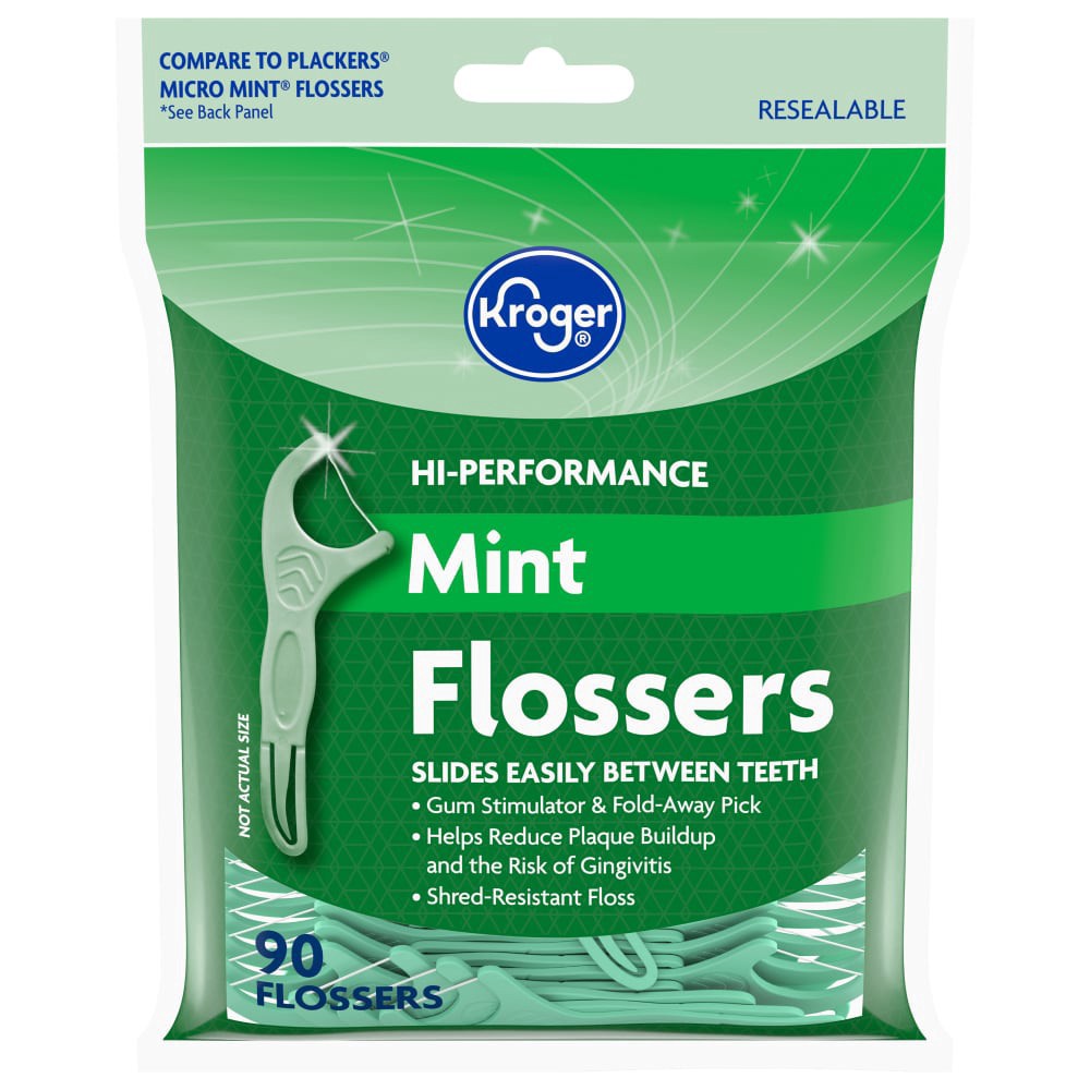 slide 1 of 2, Kroger Hi-Performance Mint Flossers, 90 ct