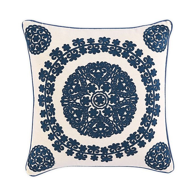 slide 1 of 3, Morgan Home Medallion Square Throw Pillow Cover - Navy, 1 ct