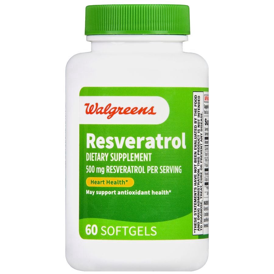 slide 5 of 5, Walgreens Resveratrol 500mg, 60 ct