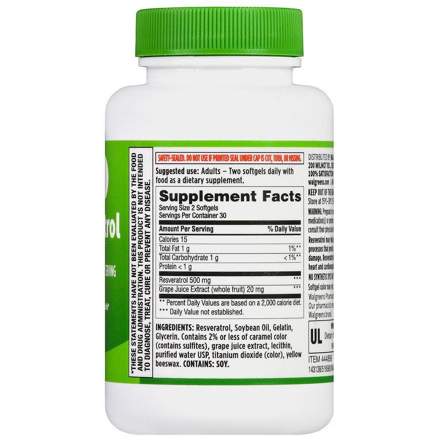 slide 2 of 5, Walgreens Resveratrol 500mg, 60 ct