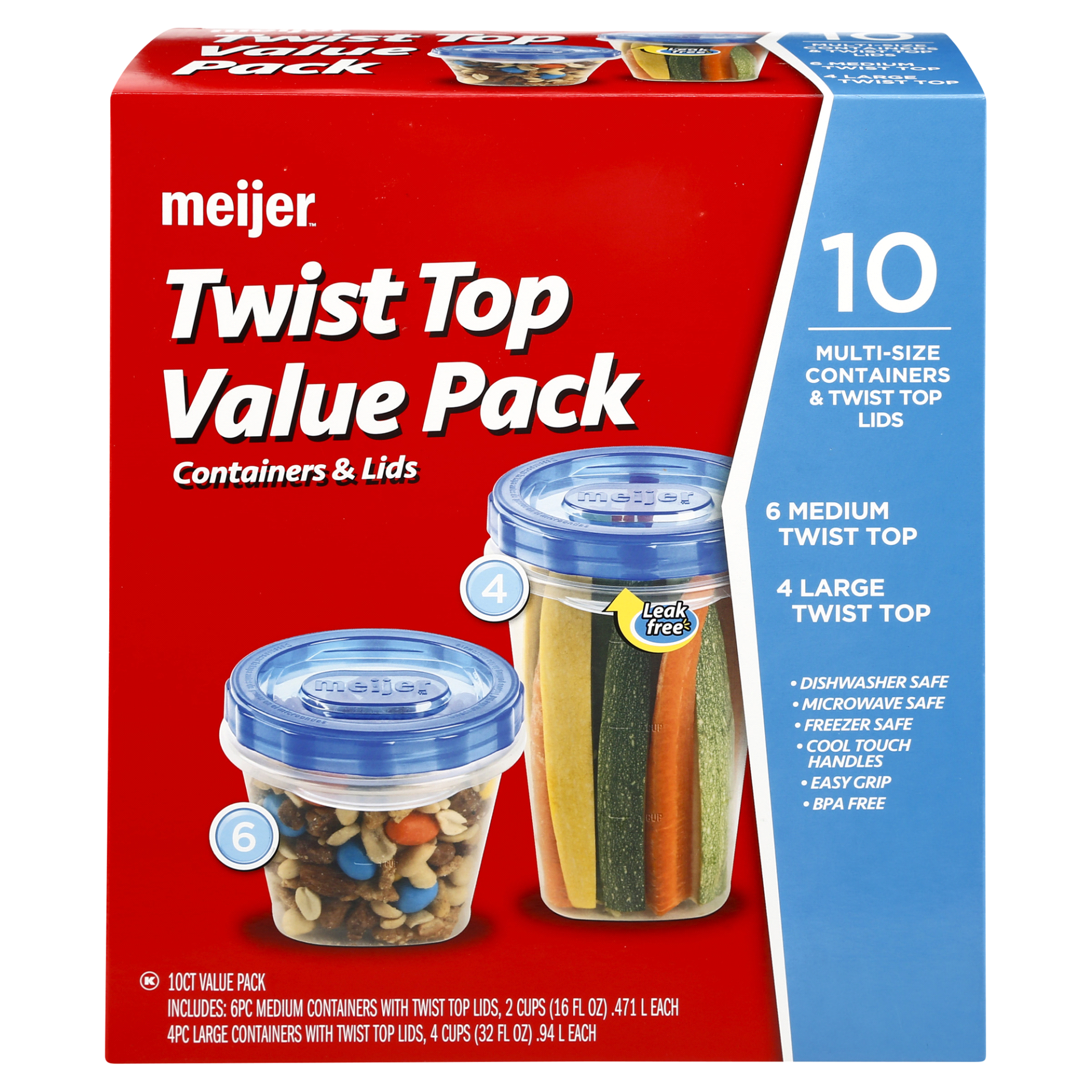 slide 1 of 5, Meijer Food Containers, 10 ct
