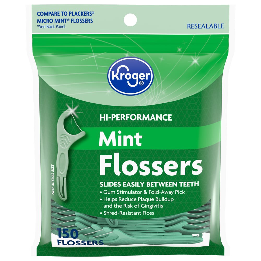 slide 2 of 2, Kroger Hi-Performance Mint Flossers, 150 ct