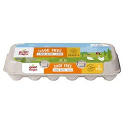Giant Eagle Large White Eggs Cage Free - 12 ct