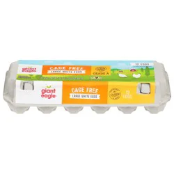 Giant Eagle Large White Eggs Cage Free - 12 ct