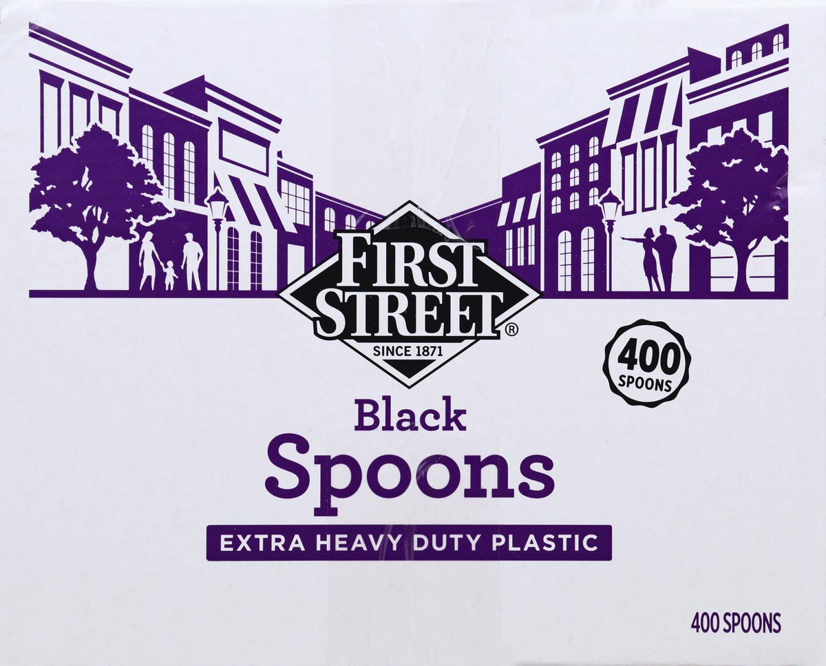 slide 6 of 6, First Street Extra Heavy Duty Black Spoons, 400 ct
