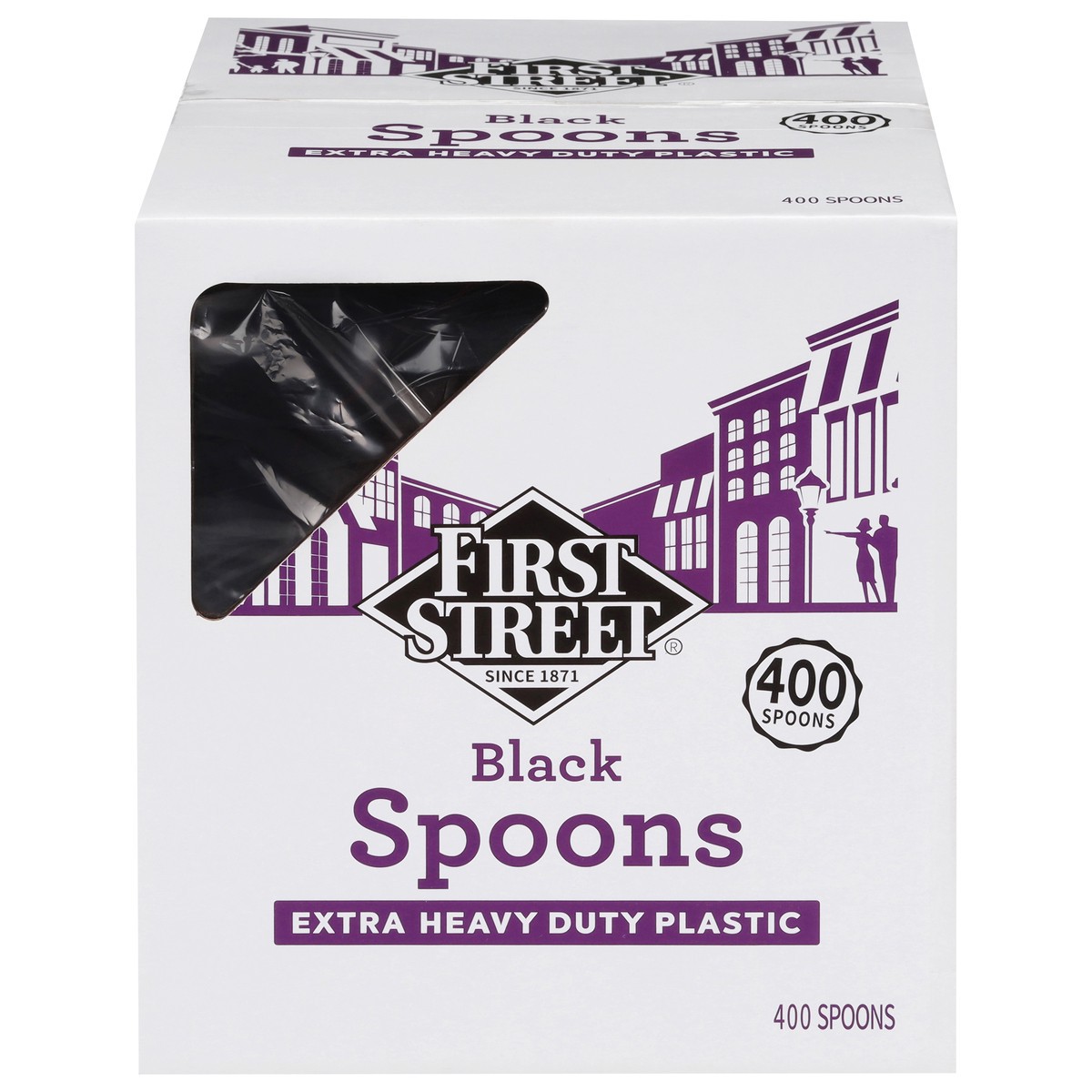 slide 1 of 6, First Street Extra Heavy Duty Black Spoons, 400 ct