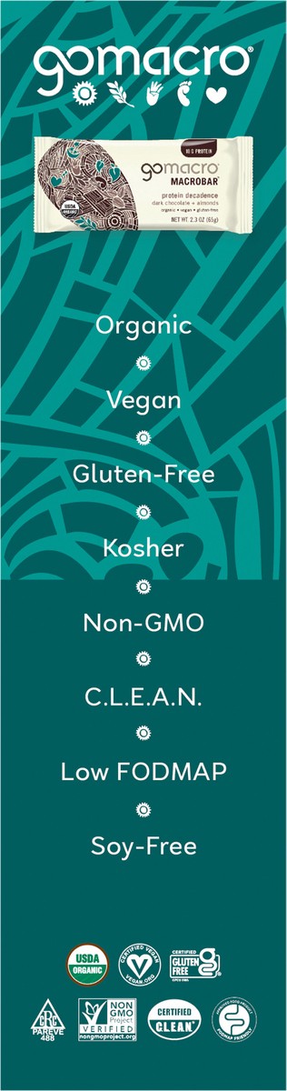 slide 2 of 10, GoMacro Dark Chocolate + Almonds MacroBar 4ct Multipack, 4 ct; 9.2 oz