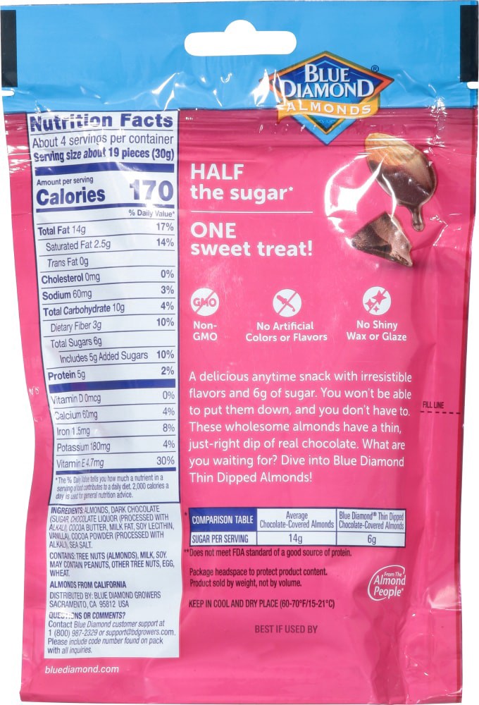 slide 2 of 2, Blue Diamond Thin Dipped Double Dark Chocolate Almonds 4 oz, 4 oz