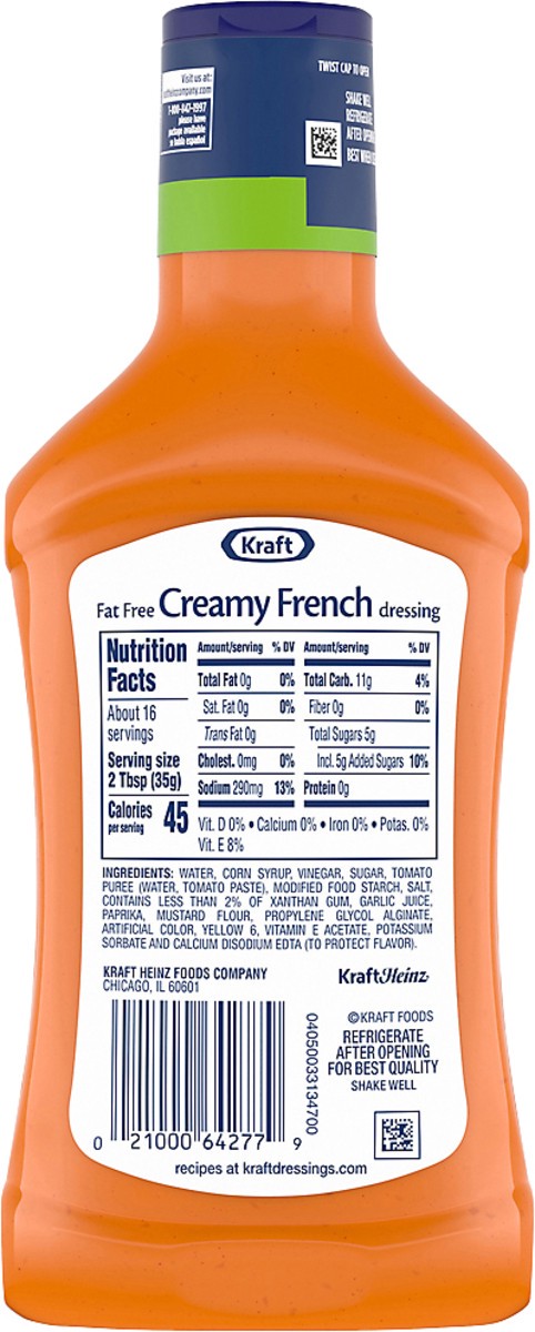 slide 7 of 9, Kraft Creamy French Fat Free Salad Dressing, 16 fl oz Bottle, 16 fl oz