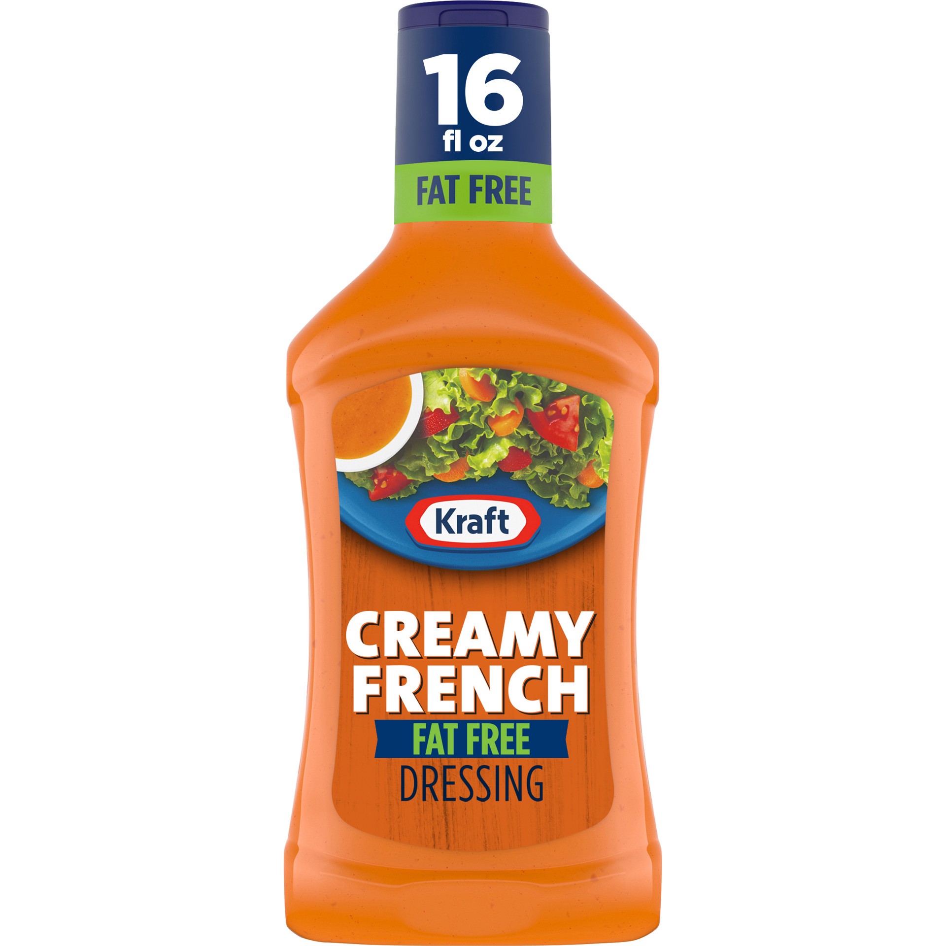 slide 1 of 9, Kraft Creamy French Fat Free Salad Dressing, 16 fl oz Bottle, 16 fl oz