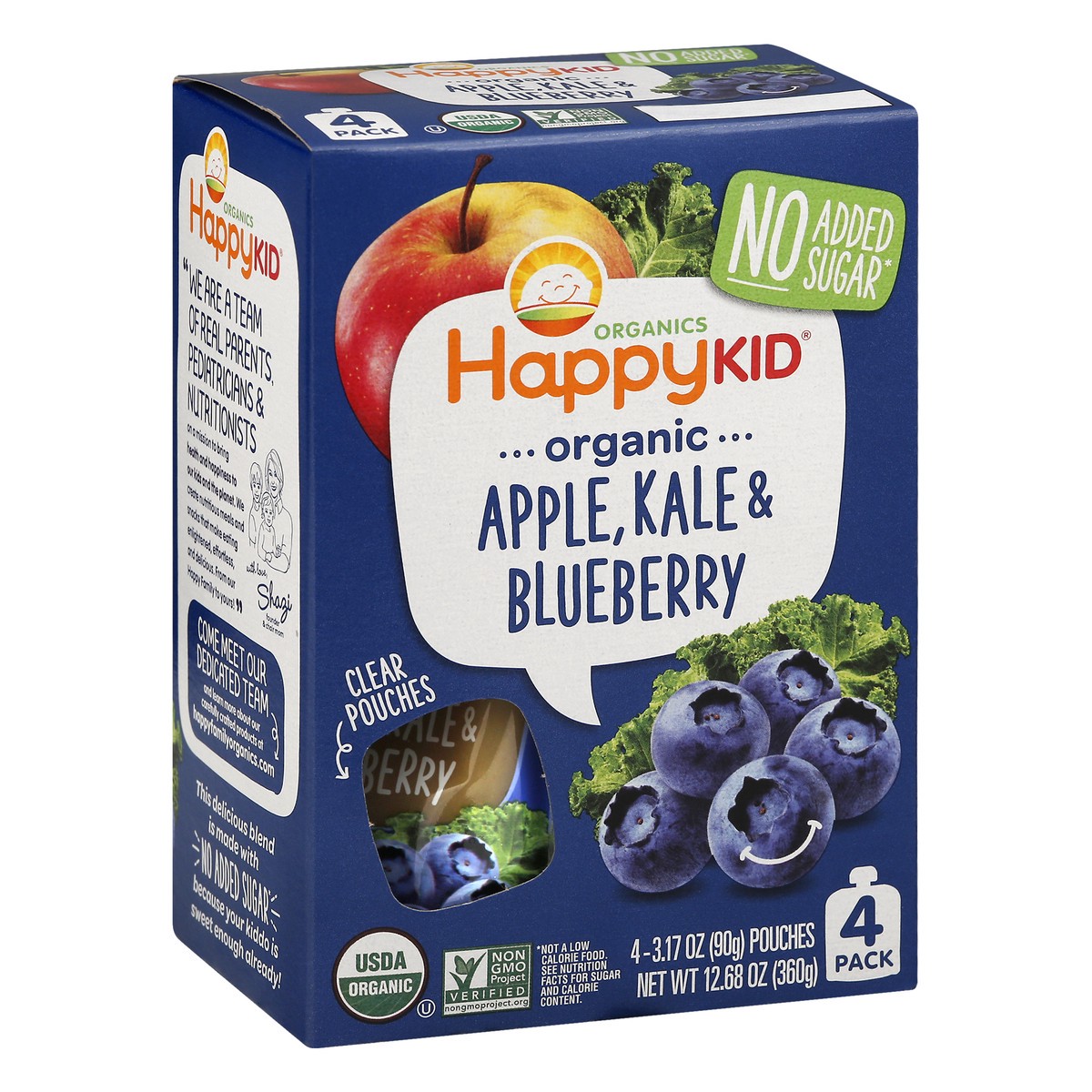 slide 2 of 12, Happy Kid 4 Pack Organic Apple, Kale & Blueberry 4 ea, 4 ct