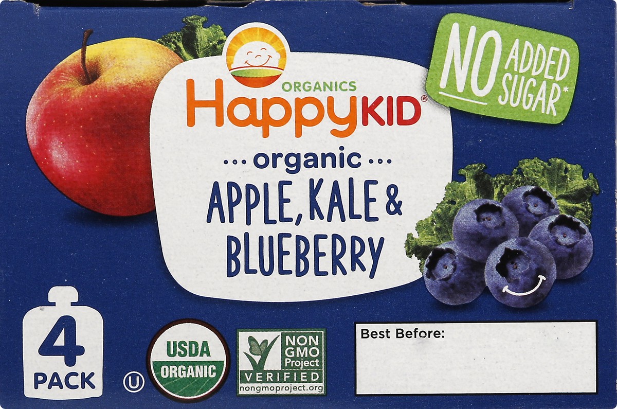 slide 5 of 12, Happy Kid 4 Pack Organic Apple, Kale & Blueberry 4 ea, 4 ct